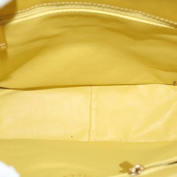 CHANEL Hand Bag Patent leather Yellow CC Auth bs5046 - Picture 10 of 16